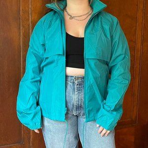 Vintage 90's Teal LANDS END Women's Lightweight Wind Breaker Size Small
